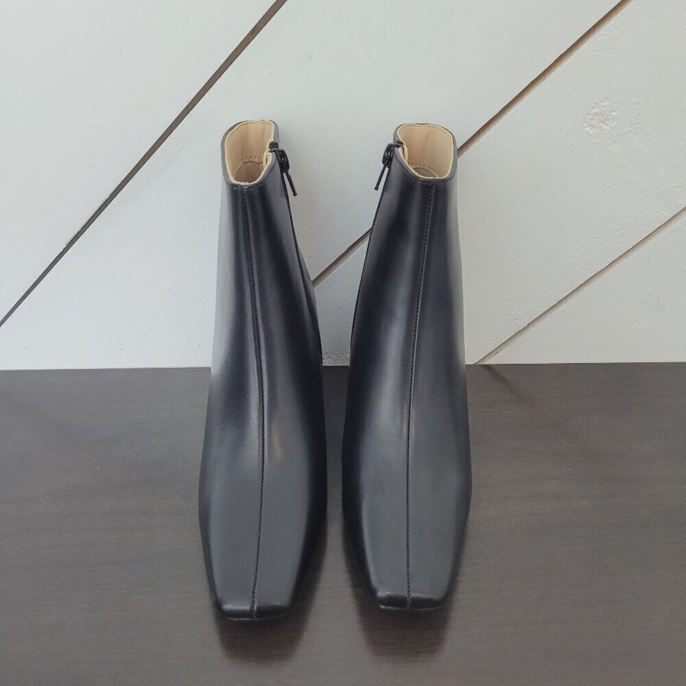 NEW Journee Collection Women's 6 Black Faux Leather Block Heel Ankle Boots 4PT - Picture 3 of 9